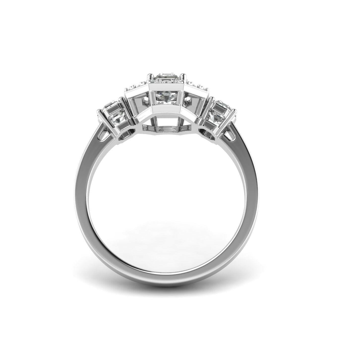 White Gold Studded 1.292 Carat Lab Grown Diamond Ring-G Color VS1 Clarity.